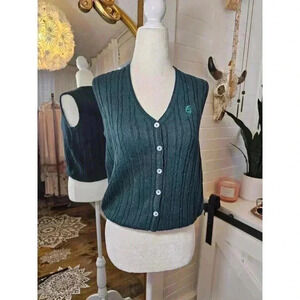 Victor Kent Women's Size S Green Button-up Sweater Vest